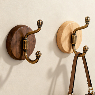 原木奶油风挂衣钩门后免打孔衣柜壁挂墙上玄关衣服粘钩挂画挂钩