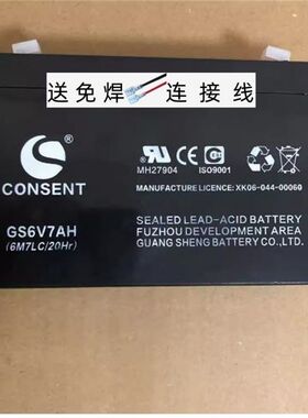 光盛CONSENT蓄电池 GS6V7AH(6M7LC/10Hr)玩具车电池 6V童车干电瓶