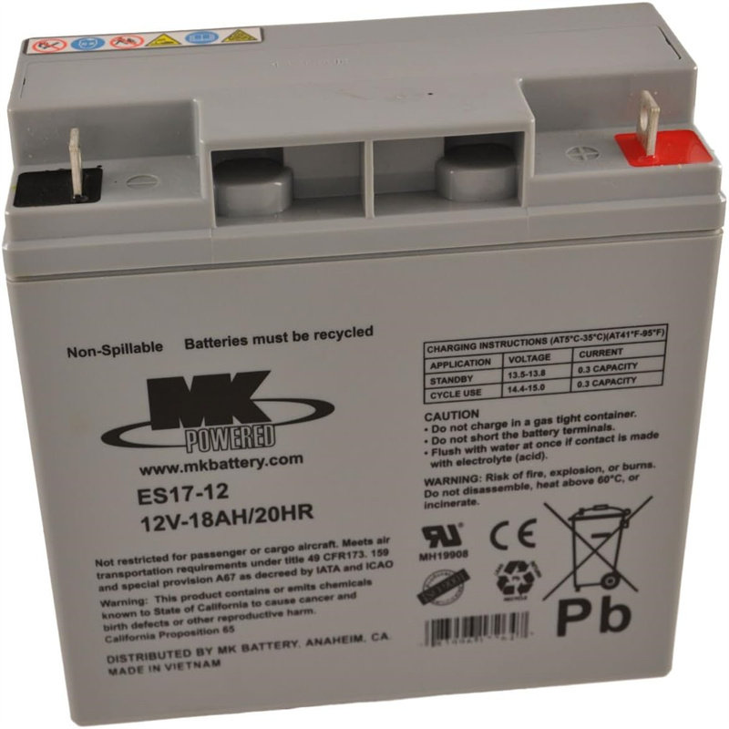 MK POWERED蓄电池 ES17-12 12V18AH/20HR 免维护铅酸电池