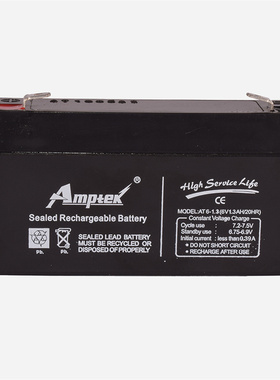 Amptek蓄电池AT6-1.3 6V1.3AH/20HR 免维护可充电蓄电池