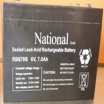 national蓄电池 RB670B 6V7.0AH 免维护可充电铅酸电池