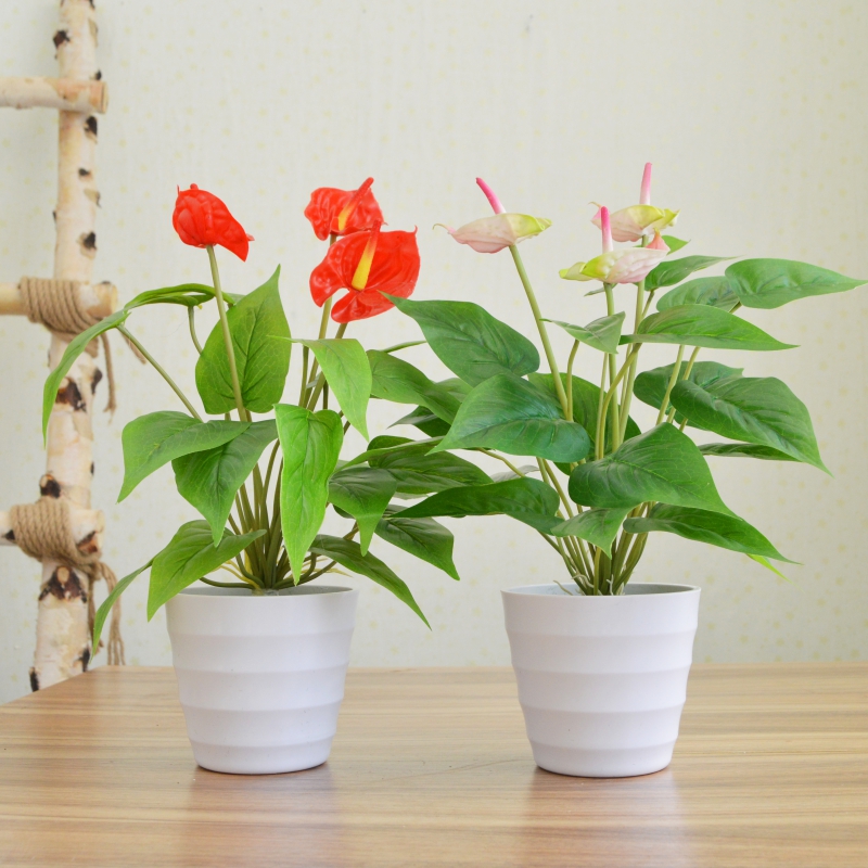 仿真假花草摆件PU马蹄莲家居客厅摆设塑料花束假植物盆栽套装饰品