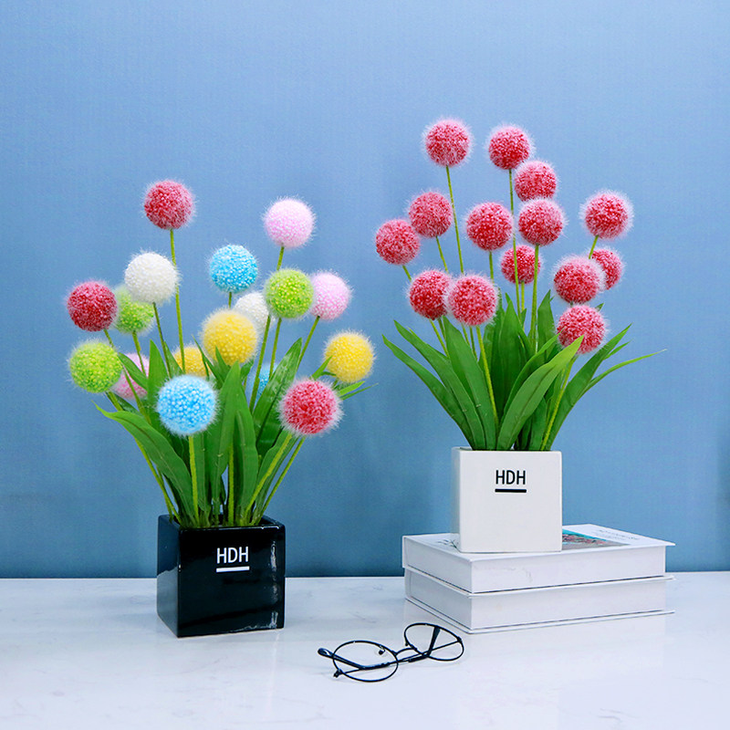 彷真花小盆栽绣球假花陶瓷家居装饰小清新干花客厅办公室摆件花束