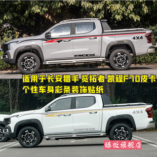 饰贴纸 装 适用于长安猎手车身拉花览拓者凯程F70改装 车贴彩条个性