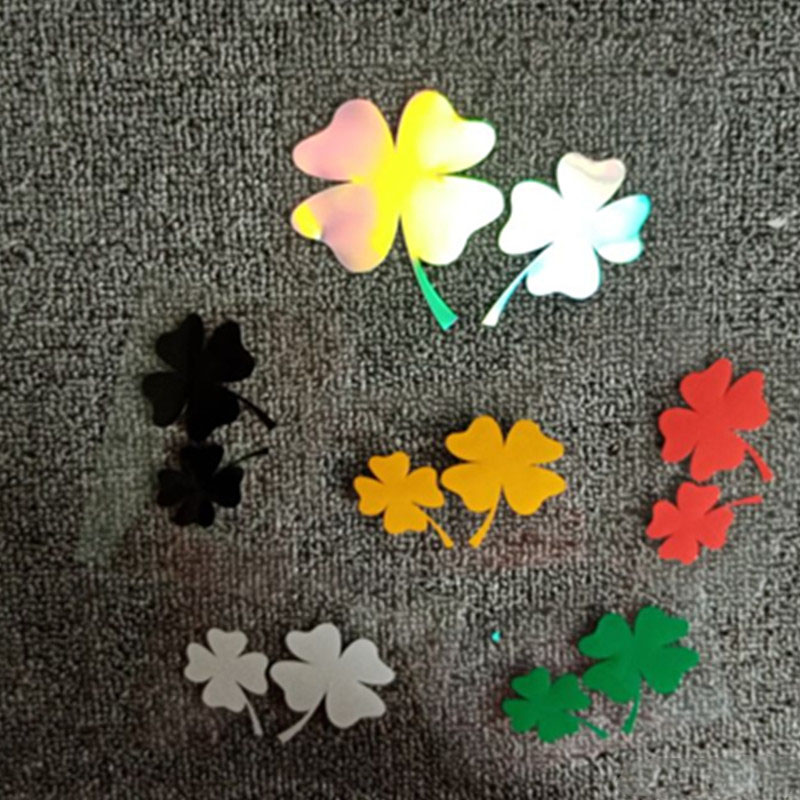 可爱幸运四叶草贴纸小小划痕瑕疵遮挡防水防晒电动车汽车七彩镭射