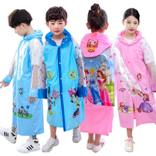儿童雨衣充气帽檐带书包位男童女童幼儿宝宝小学生防水卡通雨披