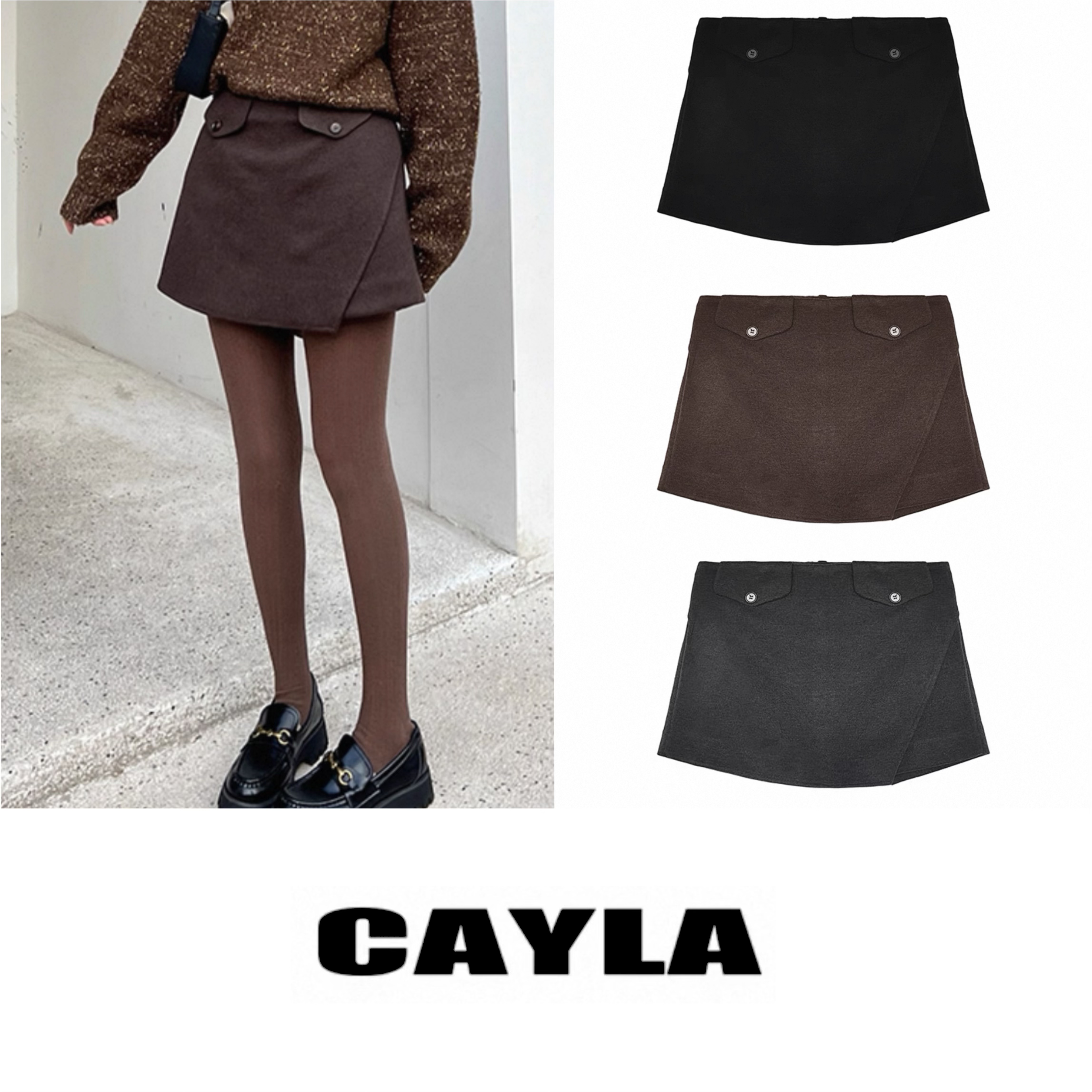 跳转 CAYLA 25秋冬 小香风毛呢显瘦防走光A字裙裤 26SS193