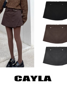 CAYLA 25秋冬 小香风毛呢显瘦防走光A字裙裤 26SS193