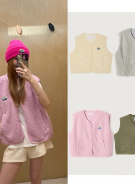 现货 American Vintage 25秋冬 V领毛绒摇粒绒马甲外套 HOK16B