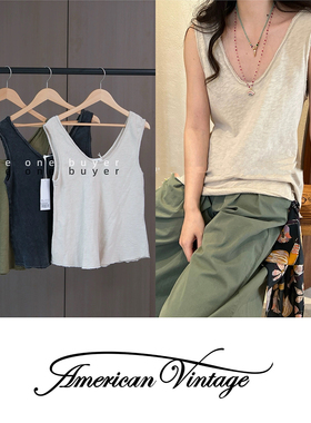 American Vintage 25SS 宽松V领毛边背心SON29G | oneonebuyer