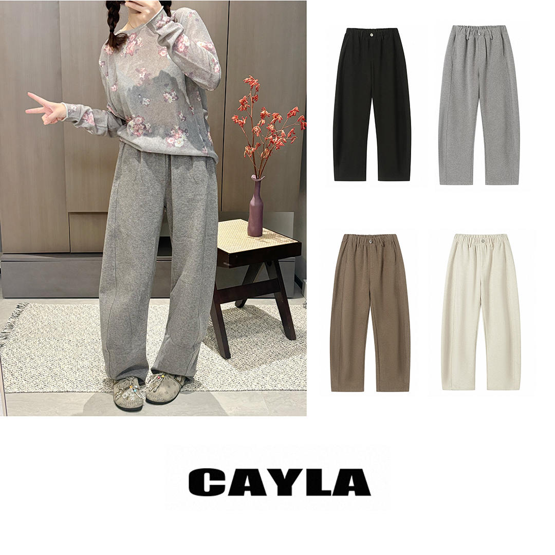 CAYLA 25秋冬 羊毛双面绒弯刀裤休闲阔腿裤 25AW038