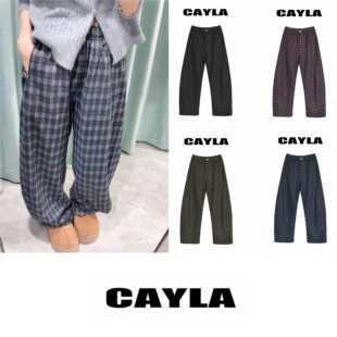 休闲裤 CAYLA 格纹加厚慵懒宽松弯刀裤 新款 26SS181 25秋冬