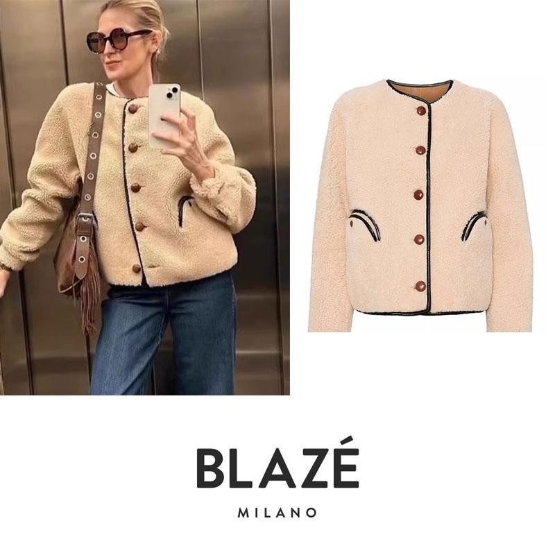 跳转 Blaze Milano 25秋冬 正反双面 羊皮毛一体泰迪夹克外套