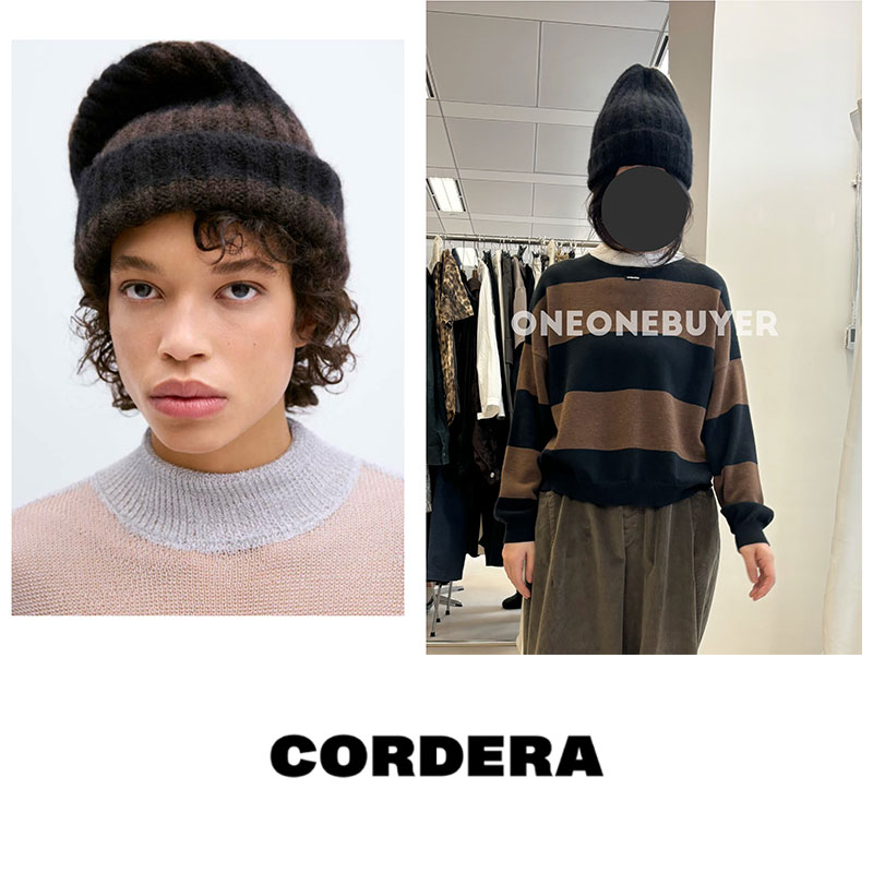 Cordera条纹羊驼针织帽