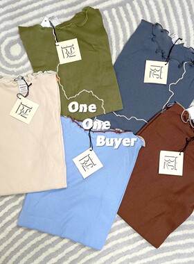 7折 Baserange现货多色有机棉长袖花边木耳边打底衫| oneonebuyer