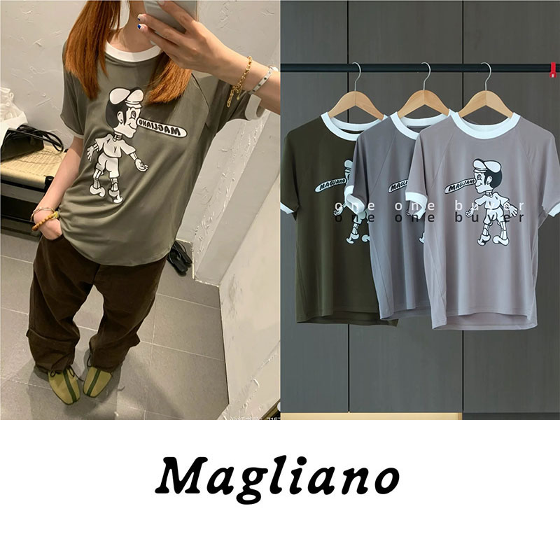 Magliano匹诺曹印花拼接短袖T恤