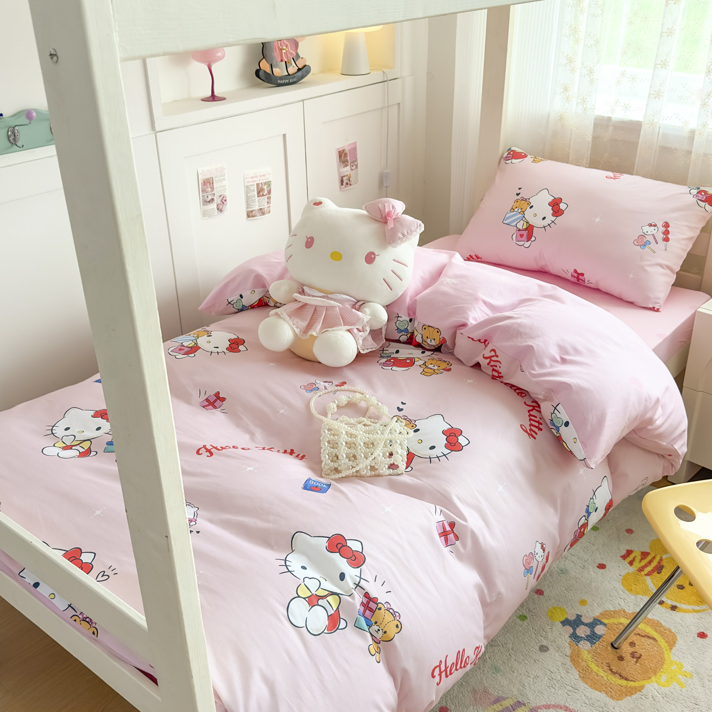 HelloKitty纯棉四件套美乐蒂全棉被套卡通儿童学生宿舍床单三件套