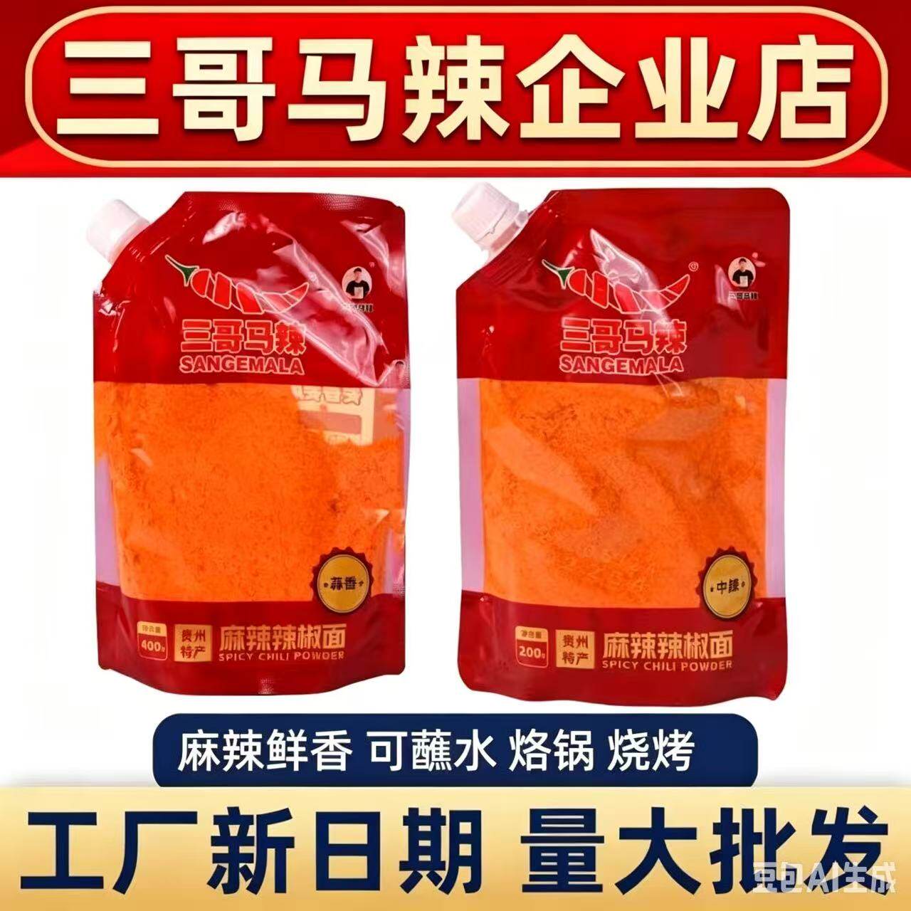 三哥马辣辣椒面贵州特产袋装麻辣鲜香烧烤火锅烧烤烤肉专用调料