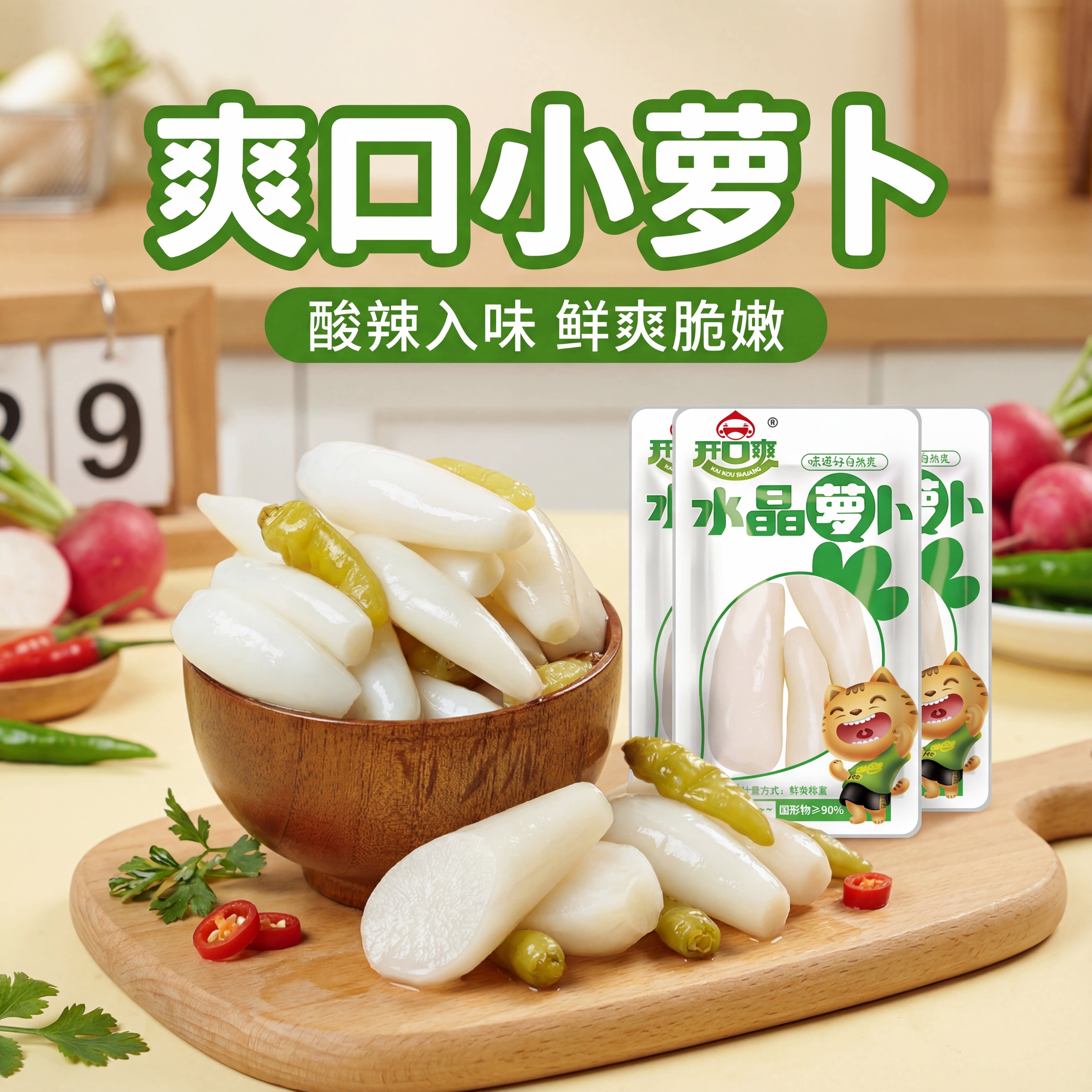 开口爽泡椒小萝卜酸辣开胃零食休闲食品解馋小吃上班宿舍开袋即食