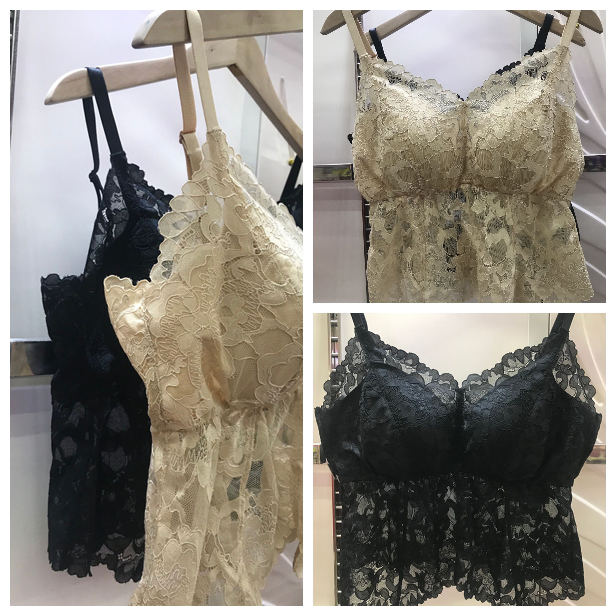 遇简生活A06夏季薄款蕾丝吊带美背带胸垫内衣外穿内搭打底背心女图片