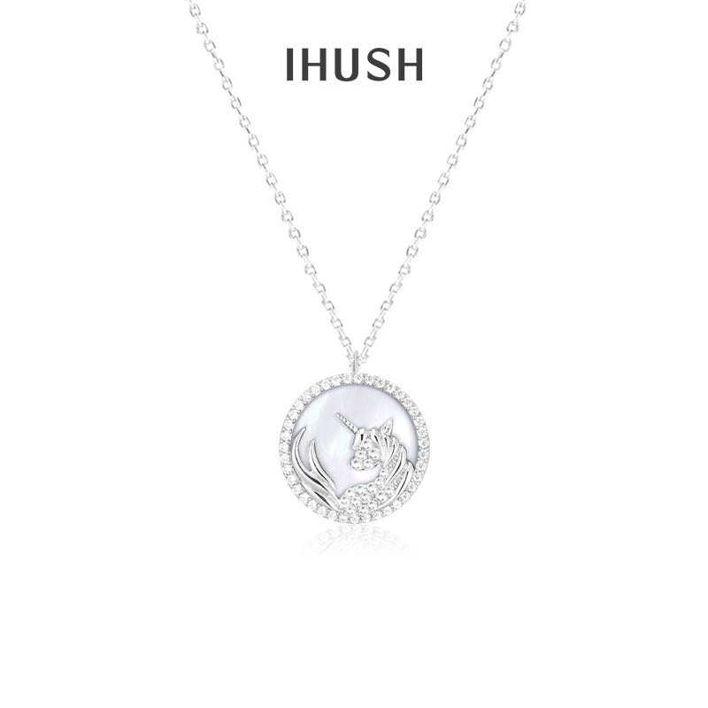ihush天然白贝母极光独角兽锁骨项链女星空生日礼物ins风小众设计