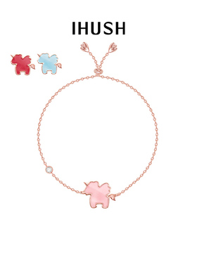 ihush/俏物悄语缤纷马卡龙小独角兽手链女抽拉小众时尚情人节礼物