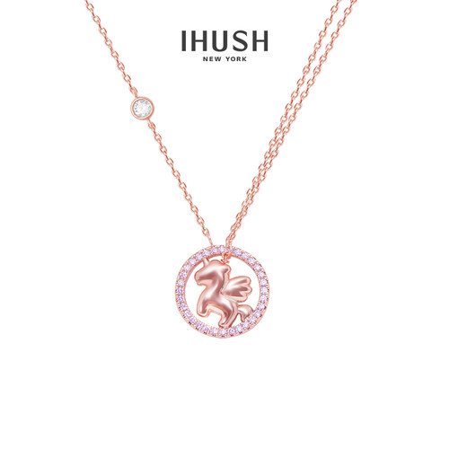 ihush/俏物悄语圆环独角兽锁骨项链女友生日礼物红ins风小众轻奢