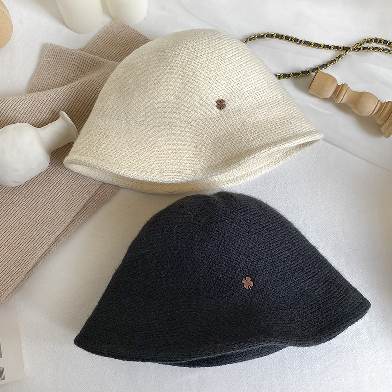 日本黑色羊毛百搭风保暖渔夫帽子