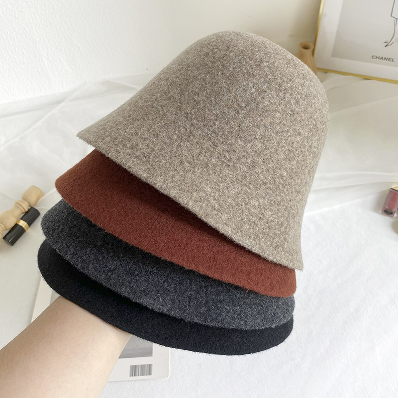 秋冬季羊毛呢显脸小保暖日系帽子
