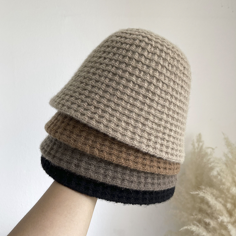 羊毛纯色圆顶保暖复古渔夫帽