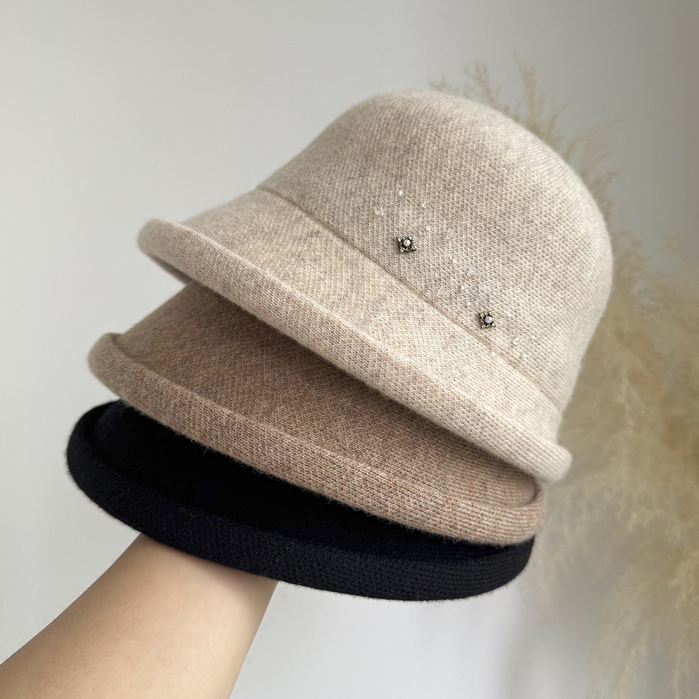 秋冬新款时尚摩卡色绵羊毛渔夫帽女保暖针织盆帽复古百搭妈妈帽潮,服饰配件/皮带/帽子/围巾,帽子,淘宝优惠券,粉丝福利购,淘宝优惠卷