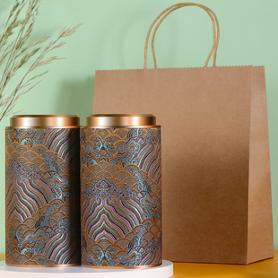 盒 茶叶罐纸罐空盒子空罐绿茶家用收纳储存罐存茶包装 凤尾茶盒