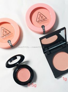 包邮3CE腮红试色小样rose beige蜜桃橘mono pink裸粉nude peach