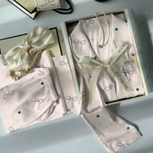 夏季 休闲日系睡衣可外穿家居服 蝴蝶印花满印薄款 凉感冰丝长袖 长裤