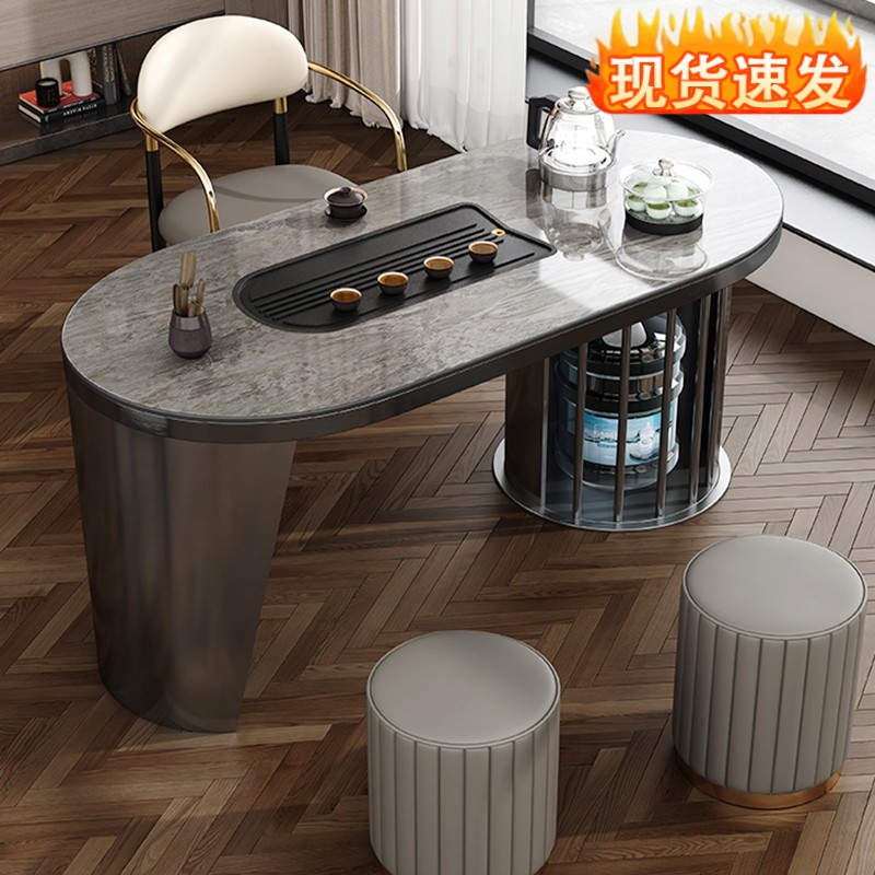 岩板茶桌阳台家用小茶台现代客厅泡茶桌椅组合轻奢办公室茶几一体