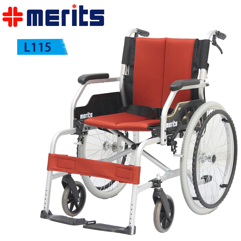 台湾美利驰老人轮椅航太铝合金半躺高靠背可调轮椅舒适残疾人轮椅