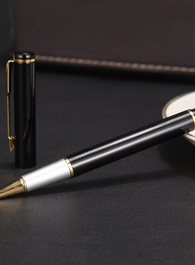 金属中性笔宝珠笔签名黑色签字笔商务办公高中档定制刻字水笔黑色碳素笔签字笔0.5中性笔芯办公用品文具签字