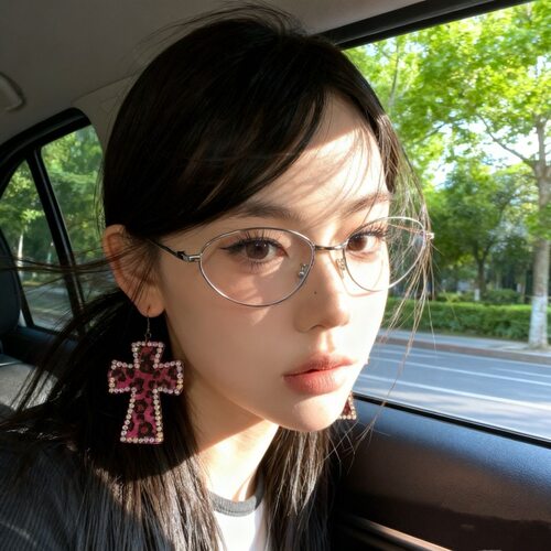 复古金属猫眼纯欲眼镜可配度数女银色清冷高智感素颜防蓝光高级感