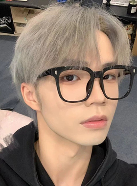 复古黑框磨砂大框圆脸显瘦眼镜防蓝光女潮ins素颜神器平光镜架男