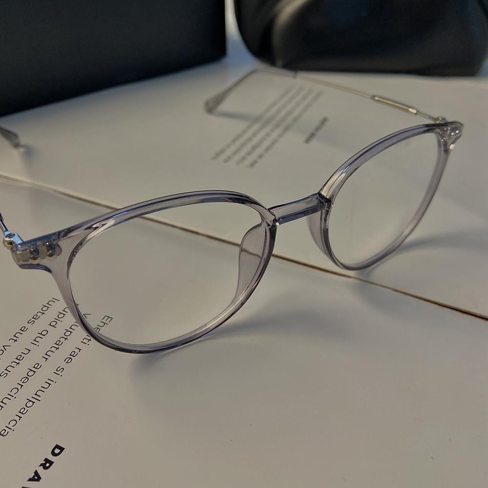 2024新款平光眼镜框架女超轻透灰色眼镜框男圆形透茶色近视眼镜潮