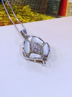 白贝母 吊坠 项链 2021年新款气质饰品925纯银镶嵌百搭个性设计感