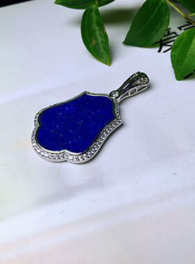 太太的珠宝   青金石吊坠   方牌吊坠   925银镶嵌  精工制作