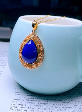 东海水晶女银时尚青金吊坠