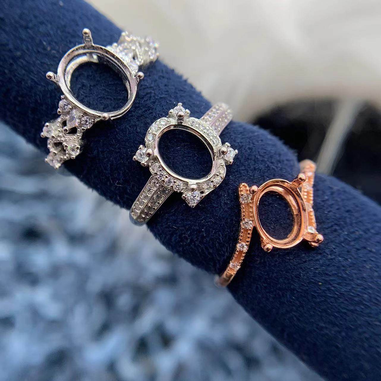 S925银戒指空托精致气质简单百搭