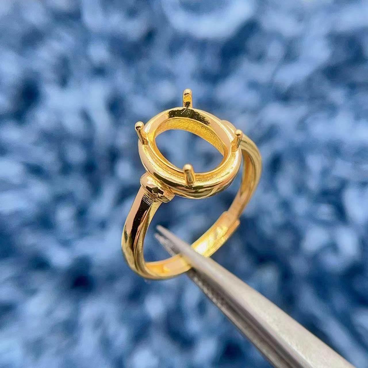 s925银戒指托8*10mm有质感未镶嵌