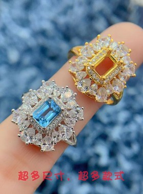 S925纯银戒指空托4*6mm奢华精致