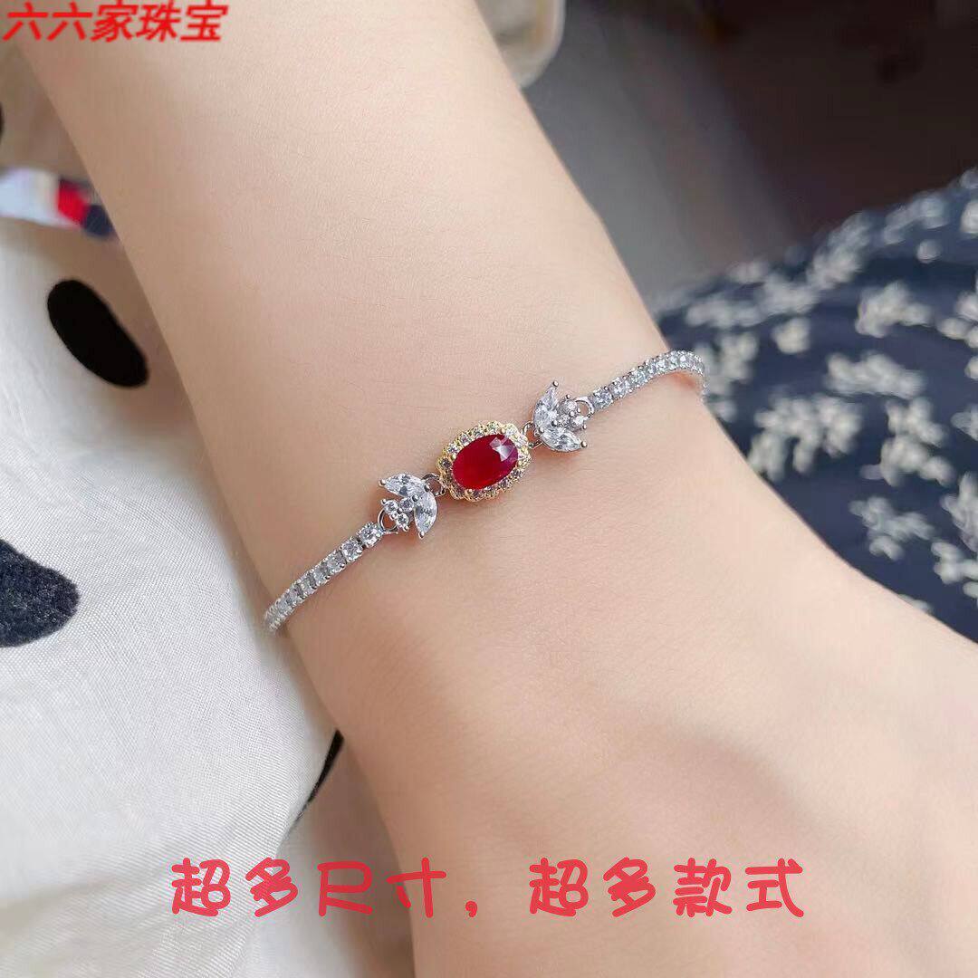 纯银小巧精致椭圆形钻石手链
