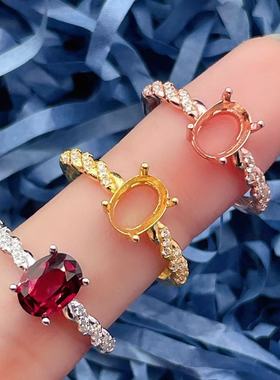 气质天然镁铝石戒指S925银镀18k