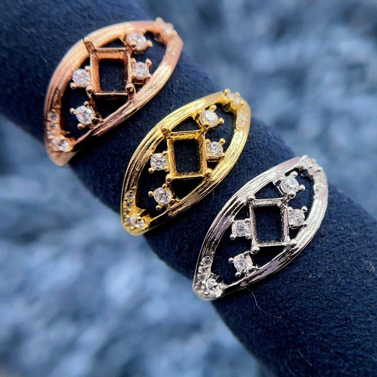 新款戒指空托4*5mm精工S925纯银