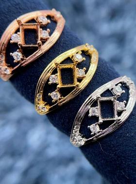 新款戒指空托4*5mm精工S925纯银